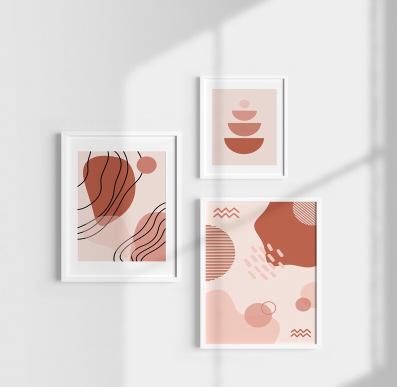 Set of 3 Abstract Wall Art Print Abstract Shapes Wall Etsy