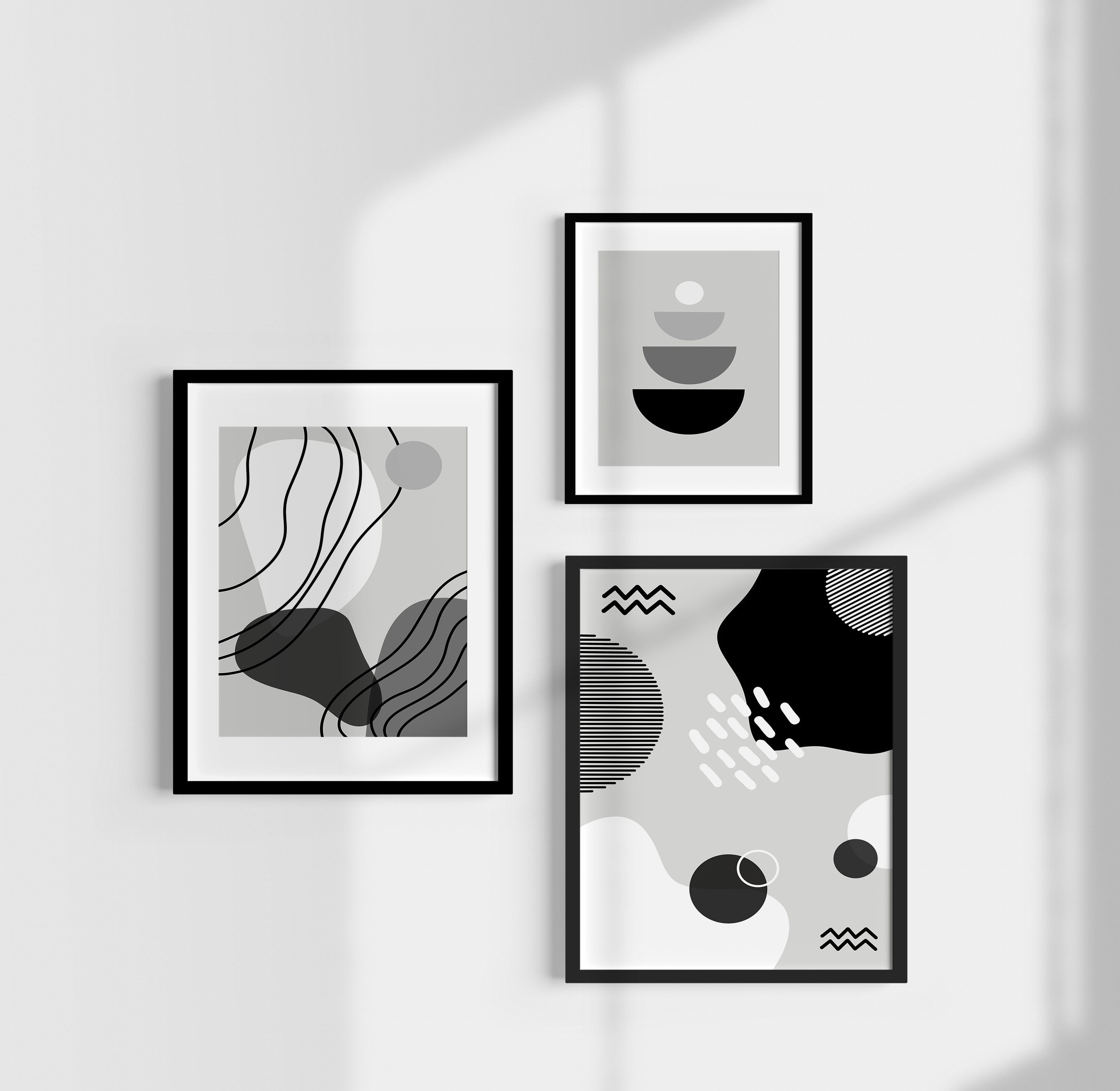 Set of 3 Abstract Wall Art Print Abstract Shapes Wall Etsy