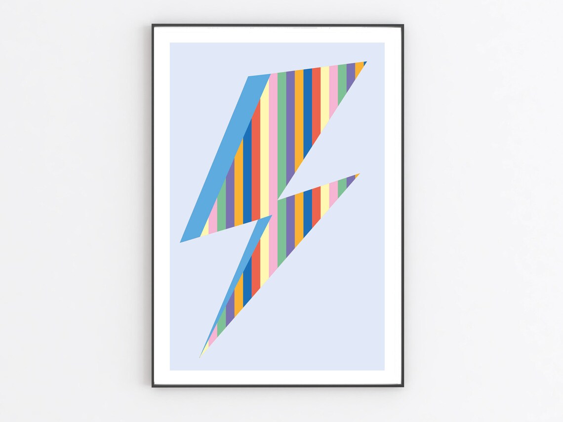 Lightning bolt David Bowie Inspired Digital Print Wall | Etsy