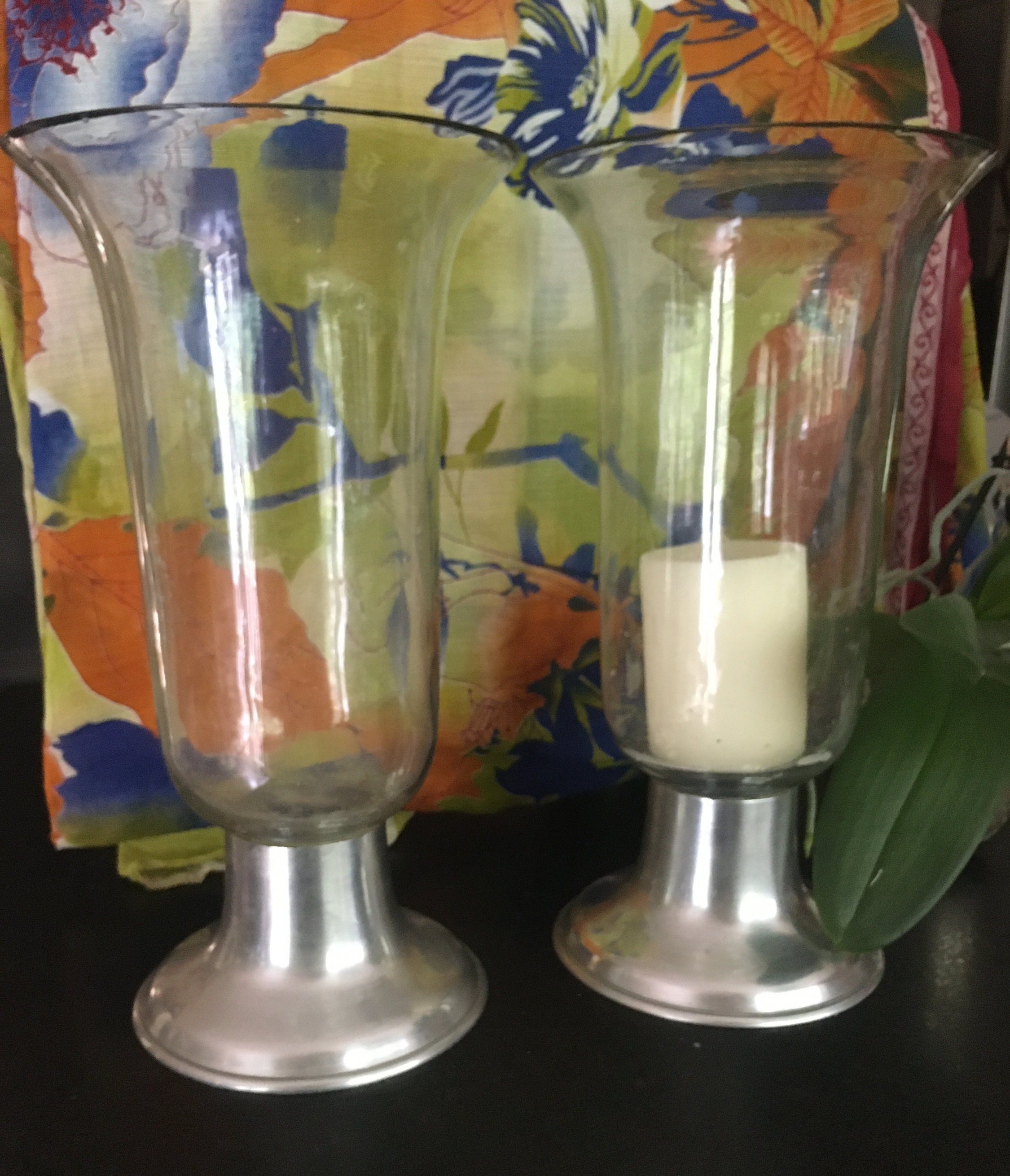 Ribbed Glass Hurricane Candle Holder Set Candleholder Rustic Metal Inserts Set/3 Ribbed Glass Hurricane Candle Holder Set Candleholder Rustic Metal Inserts Set/3
