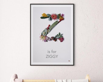 DIGITAL SUPPLY, Personalised Letter print, nursery, flower letters, Native Australian, Alphabet of flowers, Floral, Child Name