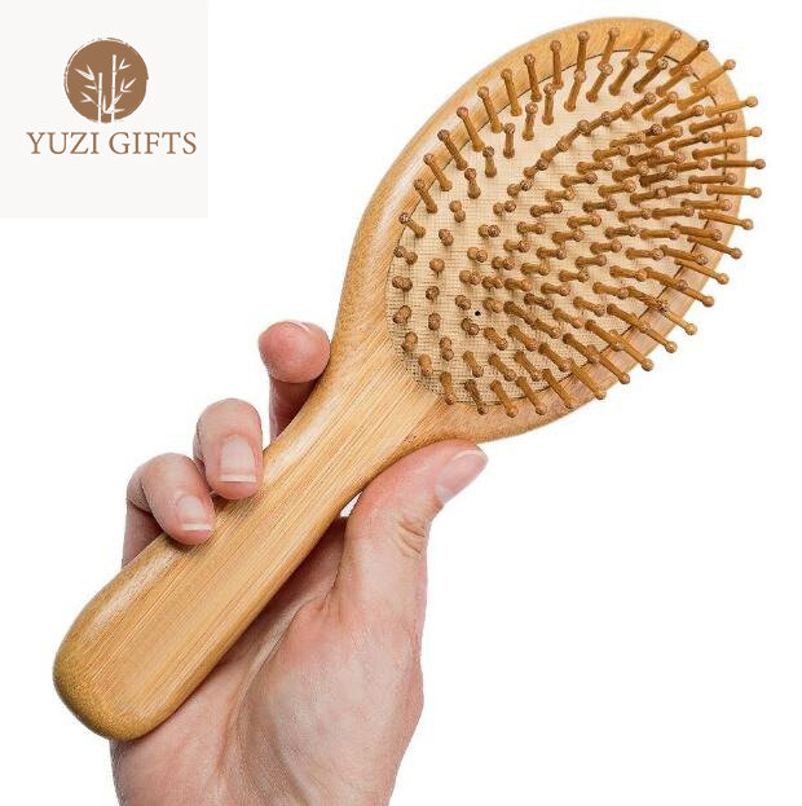 wooden travel hair brush