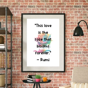 Rumi Rose Quote Printable Download Wall Art| Quote Wall Art, Inspirational Quotes Download