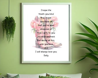 Download Printable I Will Always Love You Song Lyrics Watercolor Pink Cowgirl Boots Background