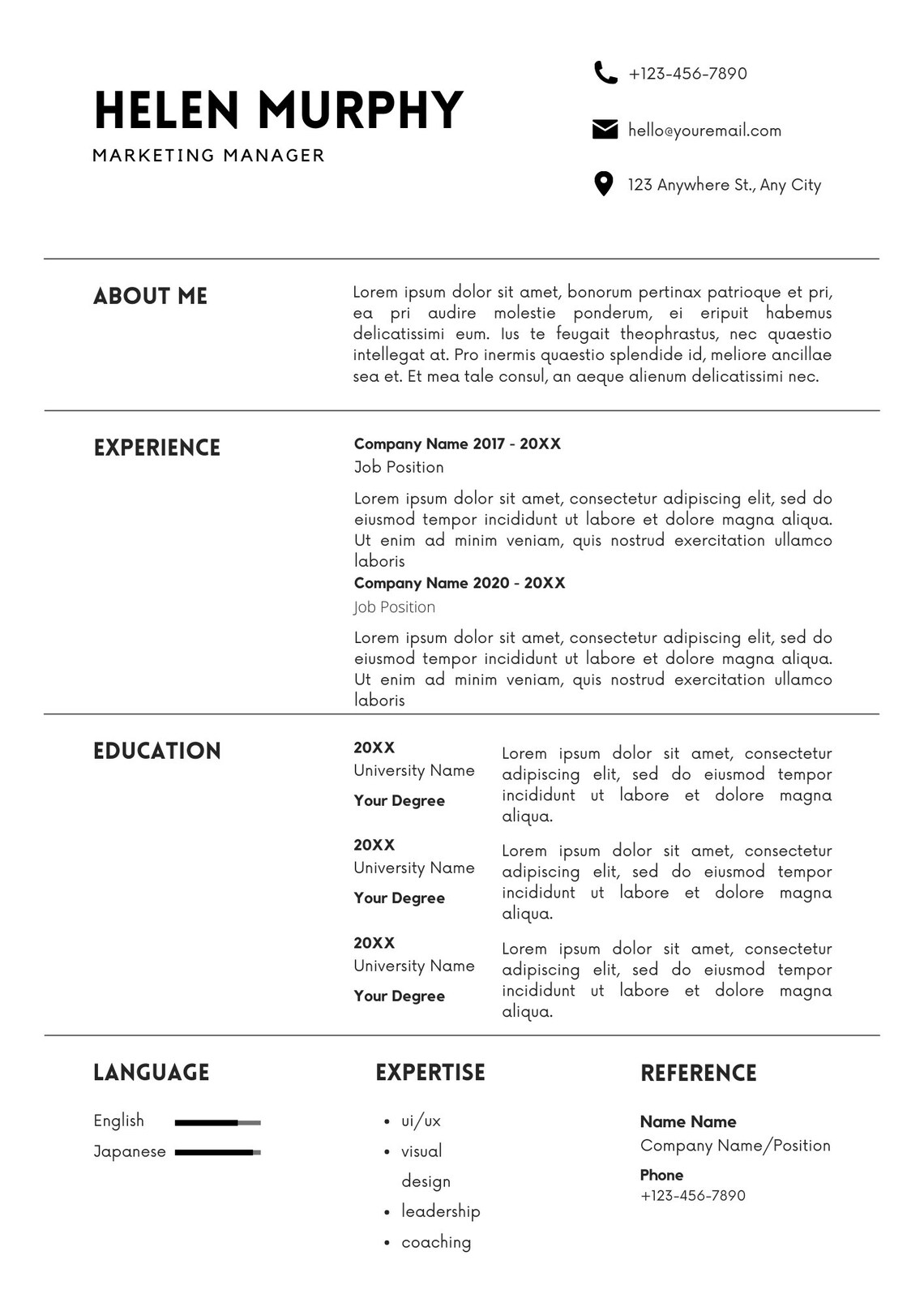 Resume CV Template CV Template Professional, Modern Executive Resume ...