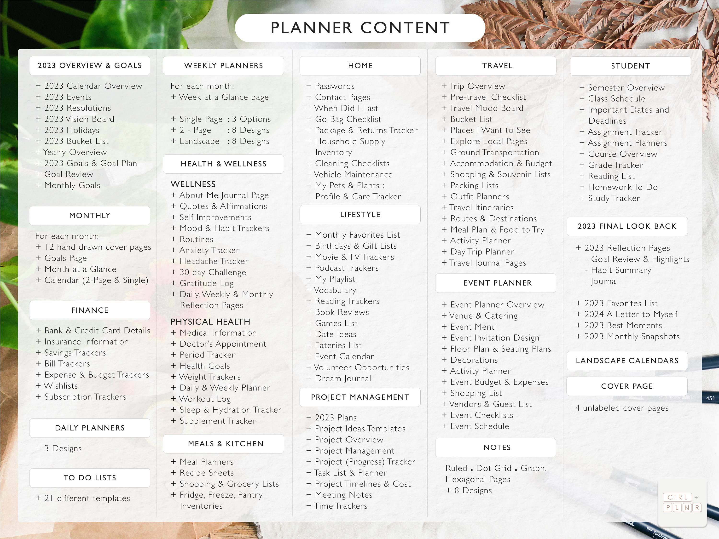 Weekly Spread Planner Inserts