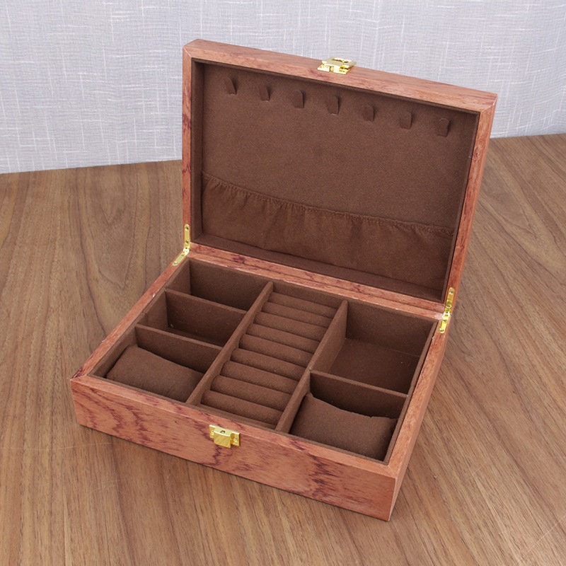 Personalized Wood Jewelry Box, Custom Trinket Box Large Jewelry Display