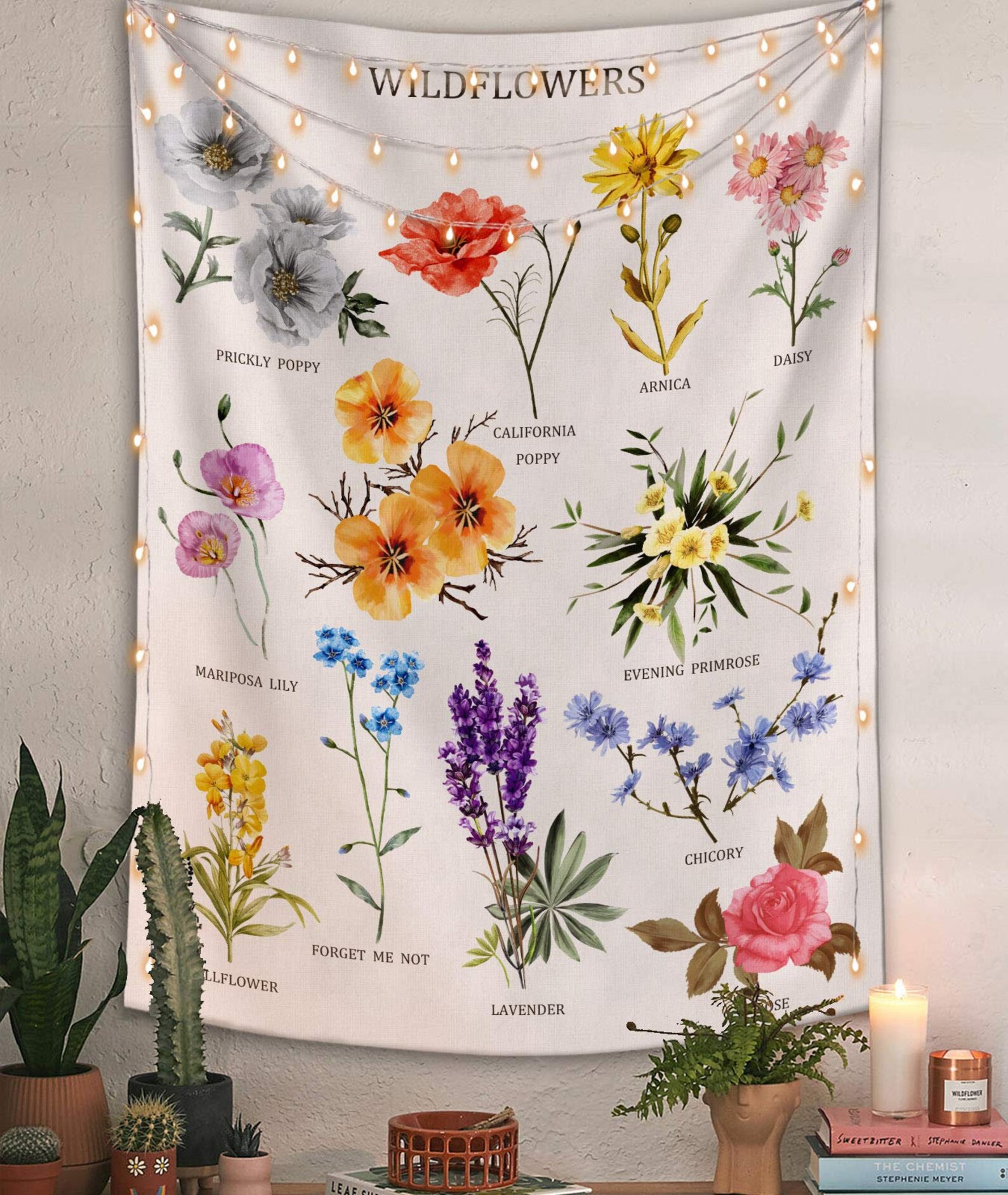 Wildflowers Floral Tapestry Wall Hanging Vintage Botanical - Etsy