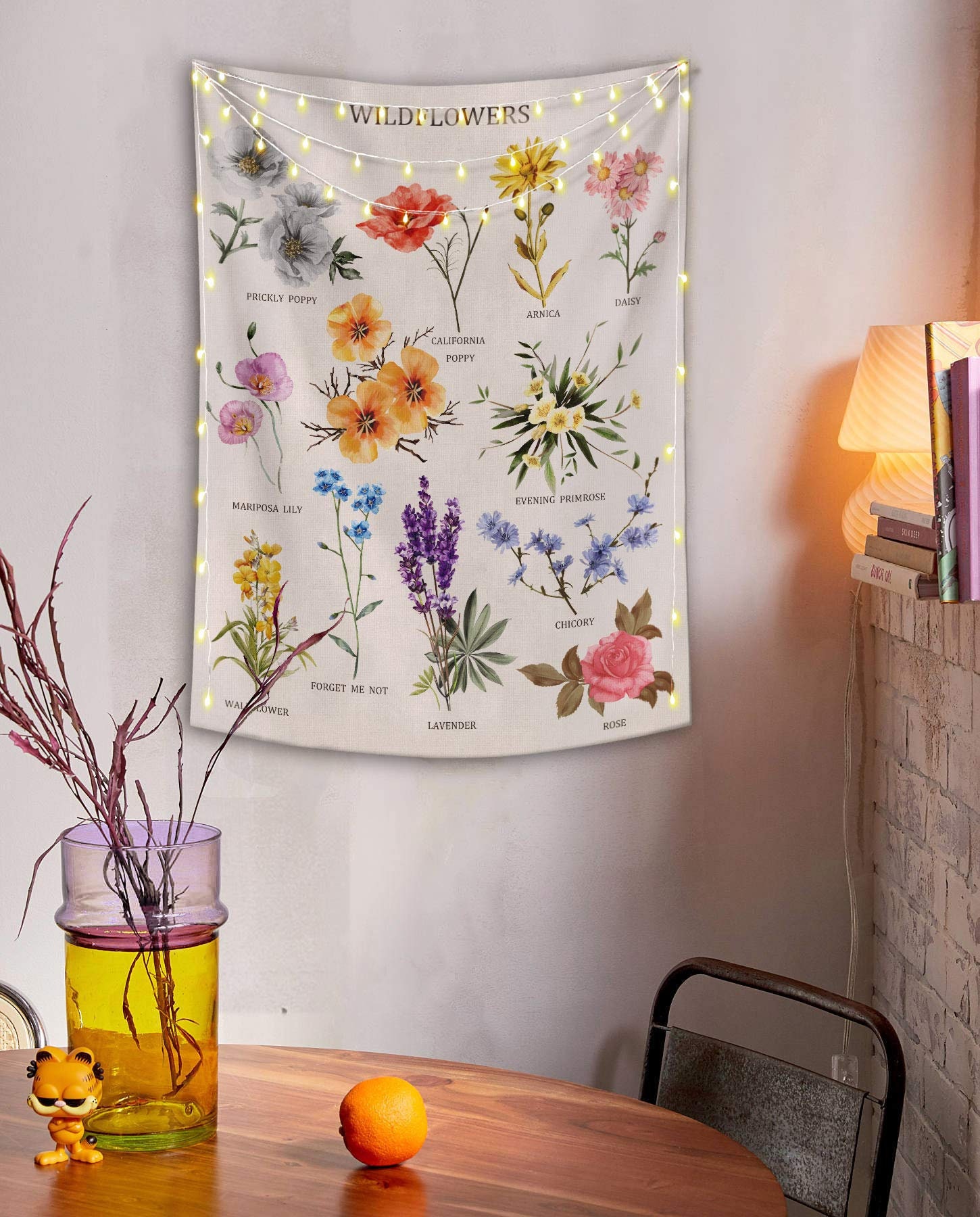 Wildflowers Floral Tapestry Wall Hanging Vintage Botanical Etsy