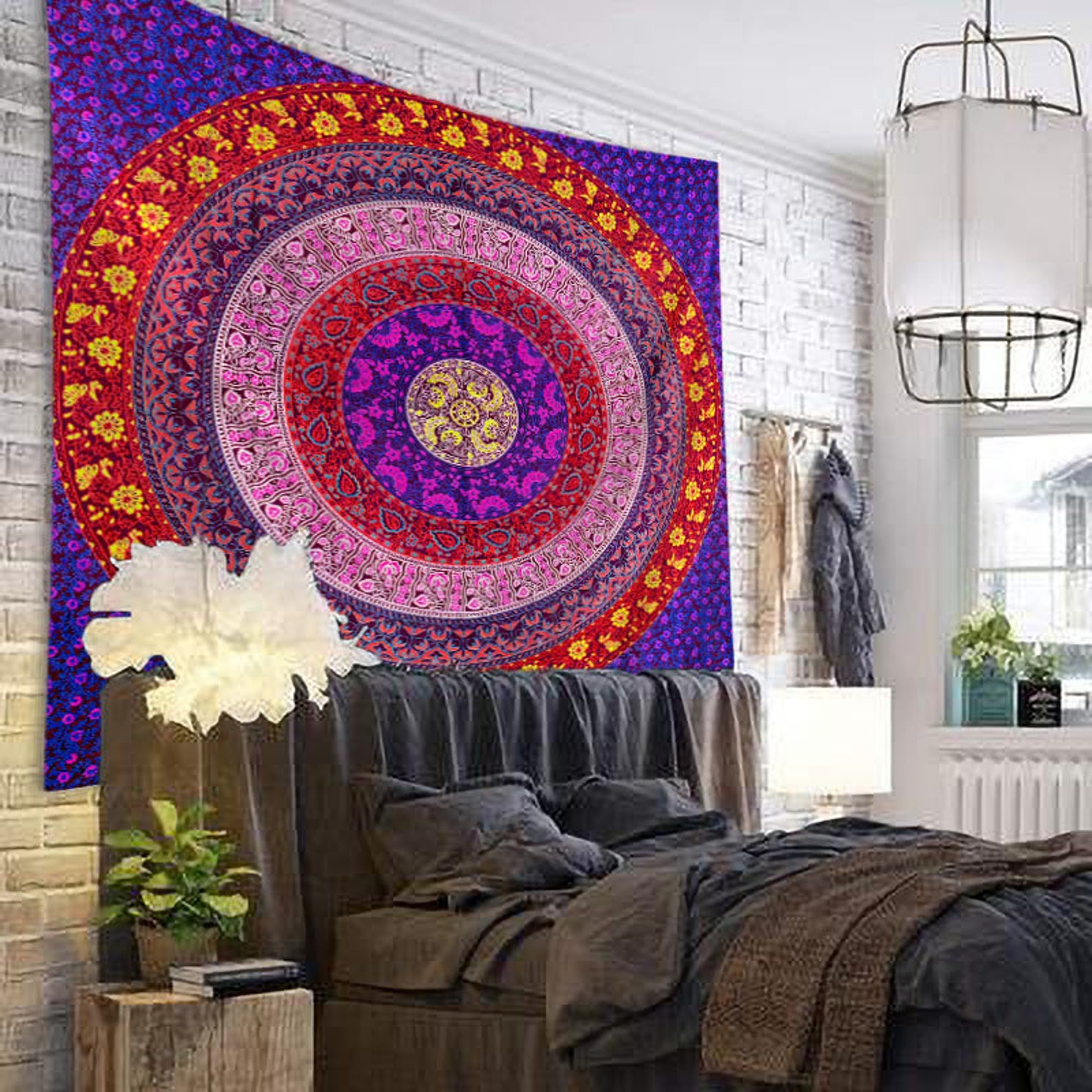 Indian Mandala Tapestry Boho Hippie Tapestry Aesthetic Etsy