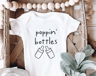 Poppin' Bottles Baby Onesie®, Cute Baby Boy Onesie®, Cute Baby Girl Onesie®, Funny Baby Onesie® Baby Shower Gift Onesie®