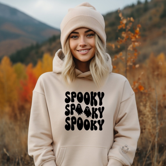 Spooky Hoodie Sweatshirt, Cute Halloween Hoodie Sweatshirt, Ghost Sweatshirt, Trick-Or-Treat Sweatshirt, Spooky Season Hoodie