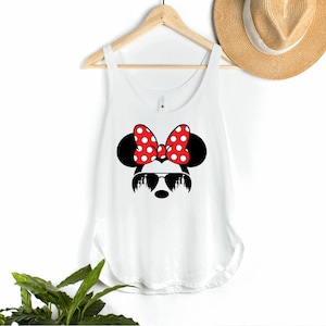 Minnie Mouse Disney Castle Flowy Tank Top, Minnie Mouse Sunglasses Tank Top, Disney World Flowy Tank Top, Minnie Bow Tank Top, Minnie Tank