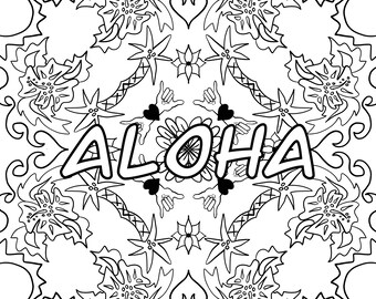 Aloha Coloring Page Etsy