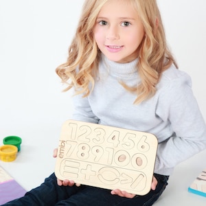 Kids Counting Board, Toddler Early Learning Toy, Montessori Toy Number Puzzle, Homeschool Preschool Gift, Wooden Numbers