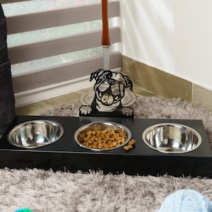 Mangiatoia per cani personalizzata in metallo a 3 ciotole: stazione di alimentazione rialzata per animali domestici