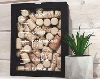 Wine cork holder Wine cork shadow box Gift for dad Cork collector Beer caps holder Piggy bank for wine cork Secret Santa Gifts