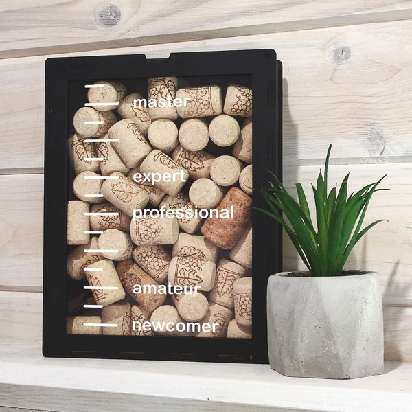 Wine cork holder Wine cork shadow box Gift for dad Cork collector Beer caps holder Piggy bank for wine cork Fathers day gift Wine lover gift