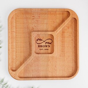 Personalized Wooden Serving Platter, Square Dinner Tray, Snack Plate, Server Tray Wood