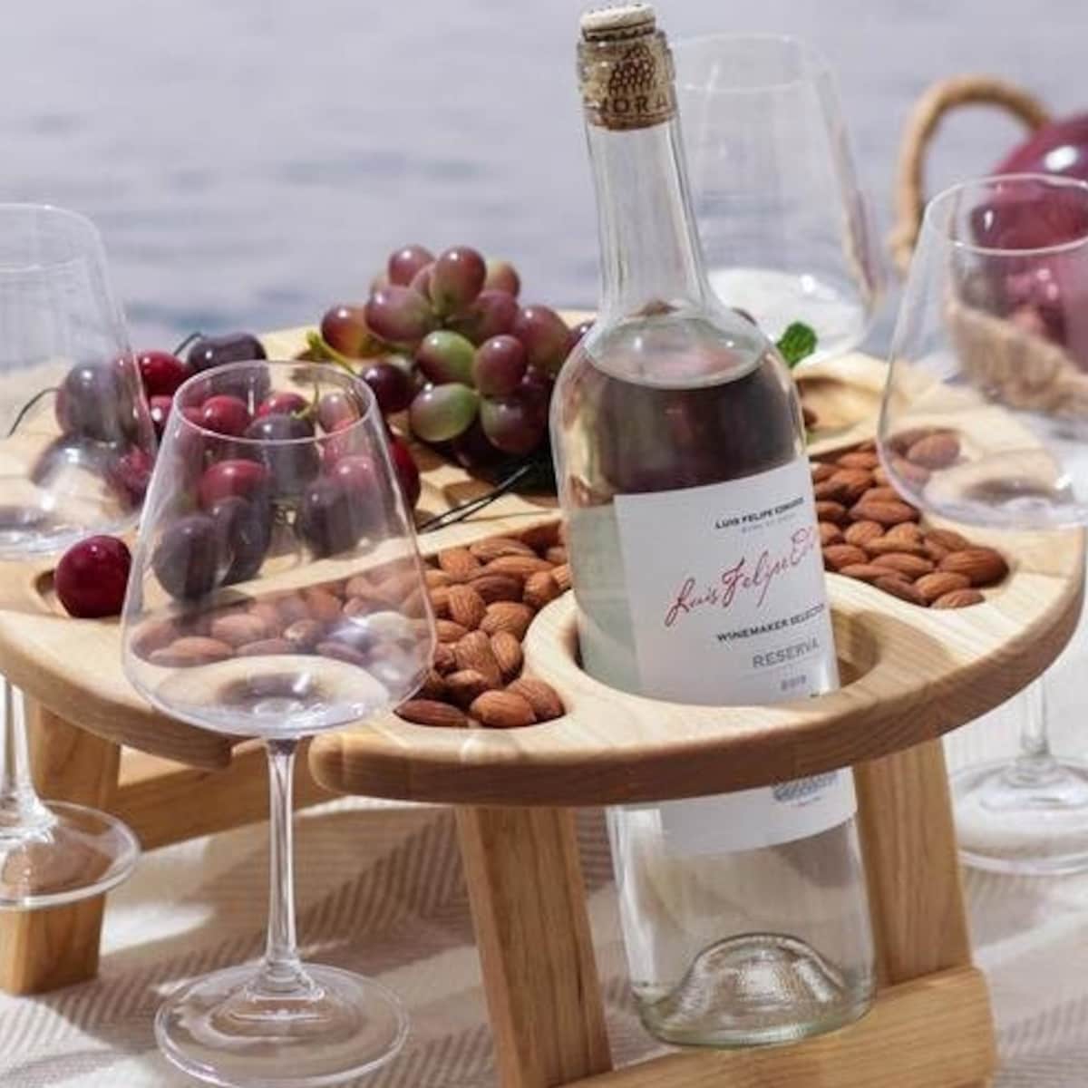 Wine Personalize Gifts, Wooden Folding Wine Picnic Table, Wine Lover Gift, Outdoor Entertaining, Patio Furniture Portable, Wine Caddy - Etsy