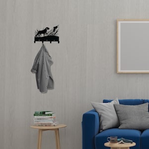 Dog Metal Key Rack Holder, Pet Leash Hanger, Wall Organizer, Entryway Decor, Dog Lover Gift
