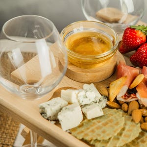 Wine and Cheese Portable Table, Wine Glass Holders Wood, Serving Picnic Table, Wine Gift, Personalized Gift, Wine Lover Gift image 5