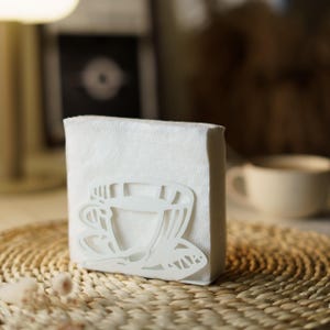 Weiß Serviettenspender für Coffee Shop, Cafe, Restaurant, niedlichen Metall Serviettenhalter Set, Cup Design, Esstisch Dekor, Geschenk für Teeliebhaber