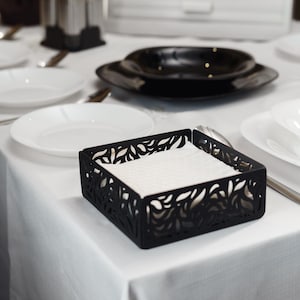 Black Metal Napkin Holder, Modern Table Decor, Dining Organizer, Kitchen Countertop Decor, Restaurant Tableware, Cafe & Restaurant Accessory