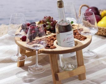 Mesa de vino portátil personalizada, tabla de embutidos y quesos, regalos de aniversario para él, regalos para el marido