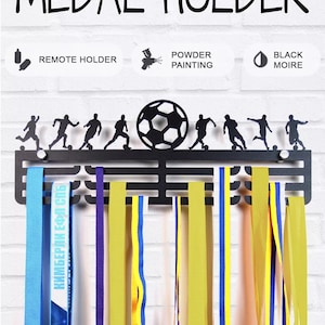 Soccer Medal Hanger, Metal Medal Display for Soccer Players, Wall Medal Rack, Football Ribbon Holder, Sports Awards Display, Medal Holder