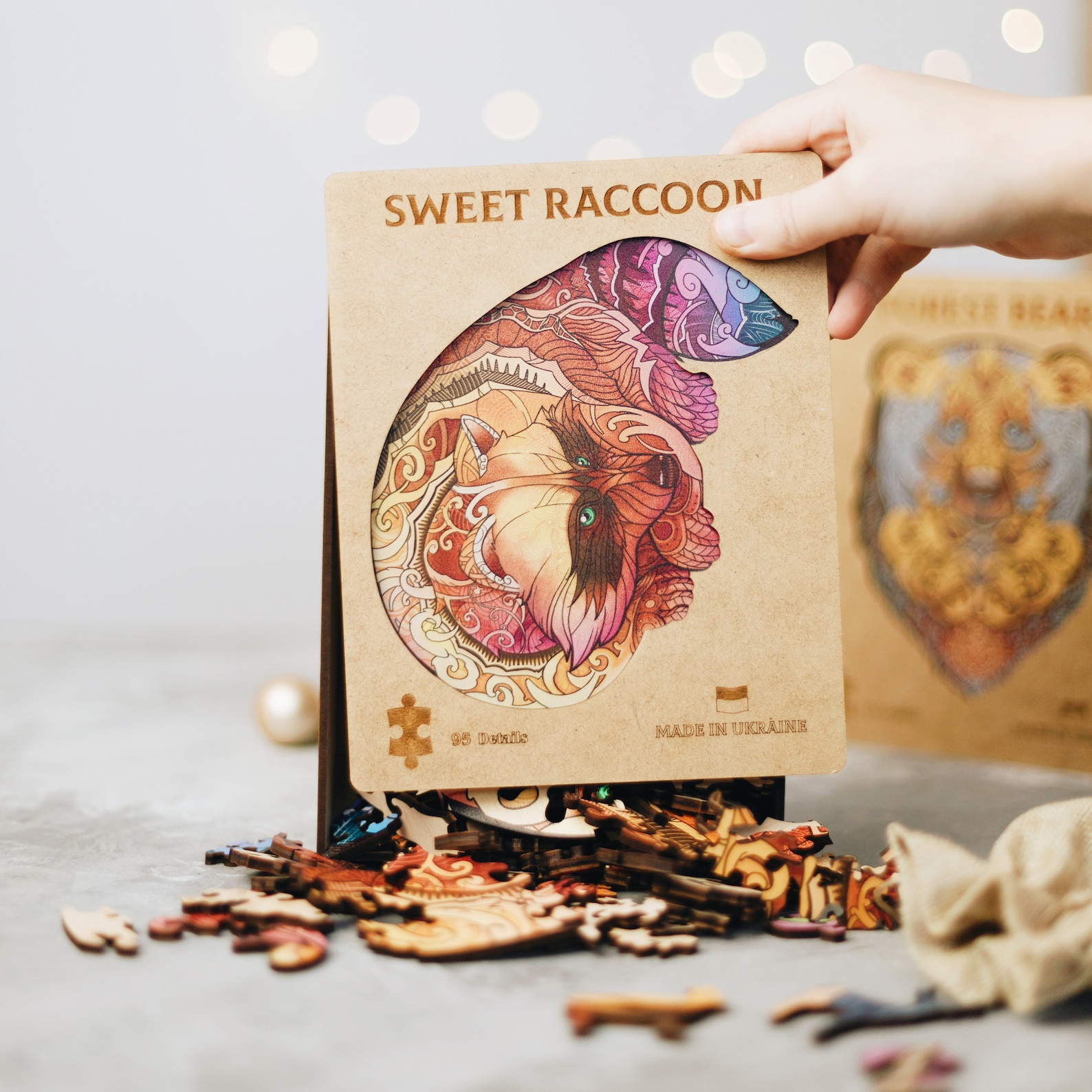 Raccoon Puzzle, Wooden Jigsaw Puzzle for Kids and Adults, Raccoon Toy ...