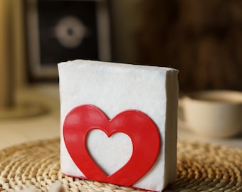 Heart Shaped Napkin Holder Stand Set, Metal Napkin Rack, Romantic Table Decor, Cafe Table Accessories, Desk Letter Holder, Gift for Hostess