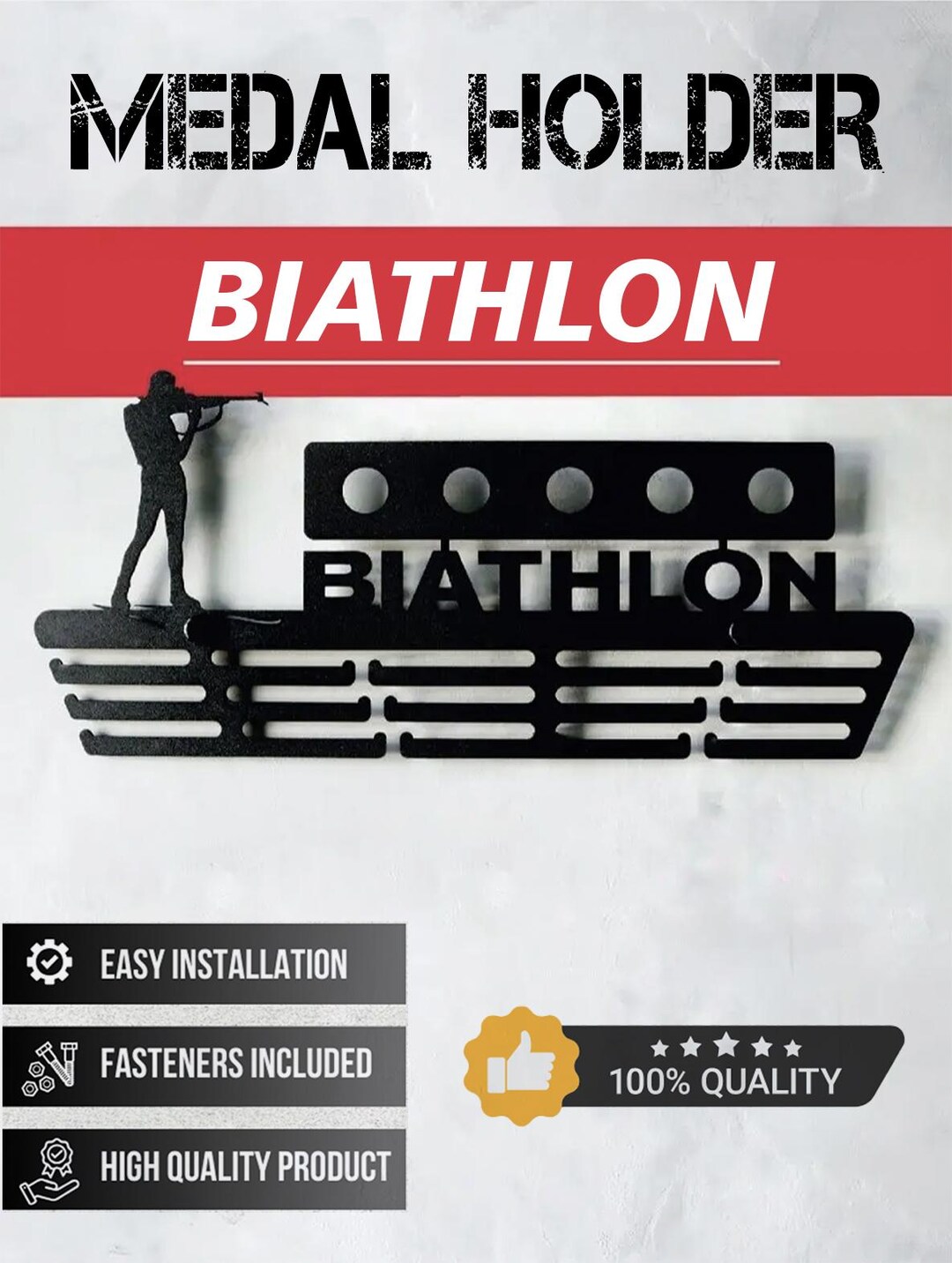 Biathlon Medal Hanger, Metal Medal Display, Sport Medal Holder ...