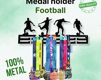 Soccer Award Display, Personalized Soccer Medal Display, Soccer Medal Holder, Soccer Medal Hanger Custom Name Metal Sign