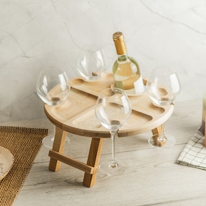 Tabla de embutidos para mesa de vino personalizada, mesa de vino para exterior, portacopas de vino, regalo personalizado para ella, regalo de Navidad, Black Friday