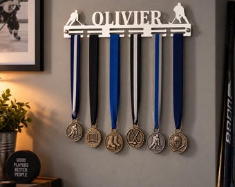 Custom Hockey Medal Hanger, Sports Medal Display Rack for Ice Hockey Awards and Ribbons