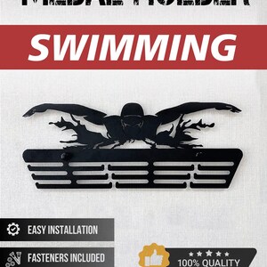 Medal holder for Swimmer, Swimming Medal Hanger for Wall, Sports Awards Shelf, Personalized Medal Holder Swim, Swimming Medal Display