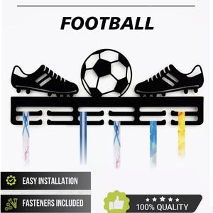 Soccer Medal Display, Metal Medal Hanger, Football Trophy Rack, Wall-Mounted Medal Organizer, Football Medal Holder, Sports Award Shelf