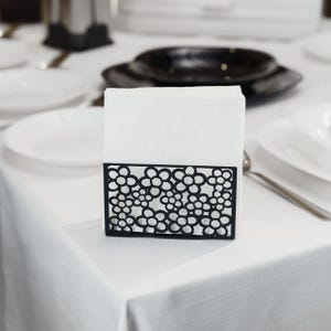 Modern Floral Napkin Organizer, Black Metal Napkin Holder, Beautiful Kitchen Countertop Decor, Stylish Wedding Table Decor, Gift for Hostess