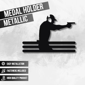Shooting Medal Holder, Metal Wall Award Display Rack, Sports Medal Organizer for Marksmen, Wall-Mounted Shooter Medal Hanger, Shooting decor