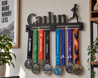 Metal Medal Holder for Wall, Personalized Medal Display Rack, Custom Award Organizer, Athlete Gift