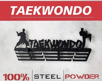 Taekwondo Medal Holder Display, Martial Arts Ribbon Rack for Wall, Metal Award Hunger, Sport Gifts for Him