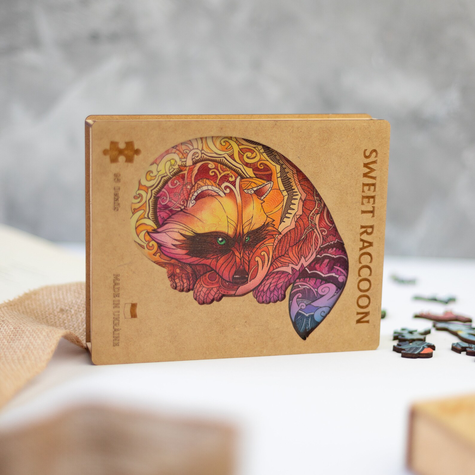 Raccoon Puzzle, Wooden Jigsaw Puzzle for Kids and Adults, Raccoon Toy ...