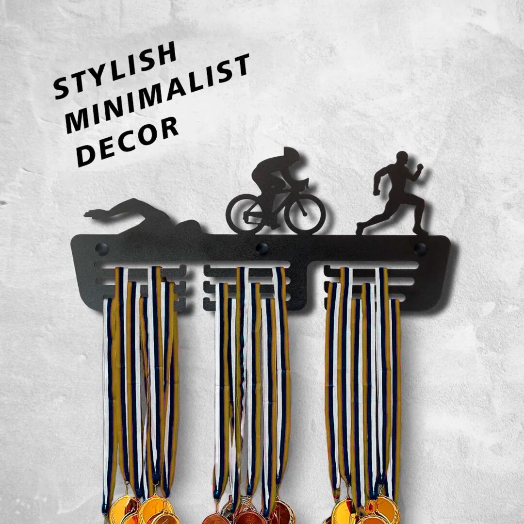 Sports Medal Display Rack for Awards Triathlete Cycling Biking Swim Run ...
