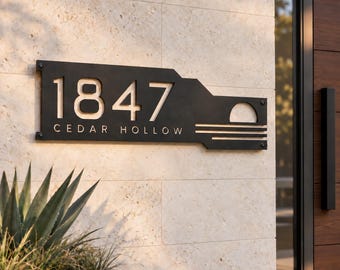 Custom Metal Address Sign, Modern House Numbers, Personalized Home Address Plaque