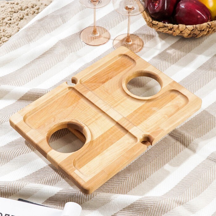 Klappbarer Outdoor-Weinpicknicktisch Mit Tragetasche – Inkl. Glashalter, Charcuterie-Brett & Matte