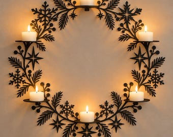 Traditional Christmas Wreath, Festive 6 Candle Stand, Firs Christmas Together Gift, Front Door Winter Decor