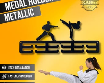 Martial Arts Medal Holder Wall-Mounted, Taekwondo Medal Hanger, Karate Medal Display, Metal Medal Rack, Sports Award Holder, Ribbon Hanger