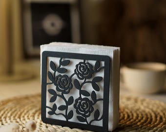 Floral Napkin Holder Stand Personalized, Elegant Wedding Table Decor, Delicate Desk Letter Holder, Set of Napkin Caddy, Floral Table Storage