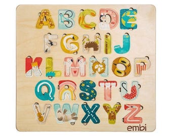 Wooden Alphabet Puzzle for Kids, Educational Learning Toy, Preschool ABC Toy, Children's Educational Game, Handmade Gift